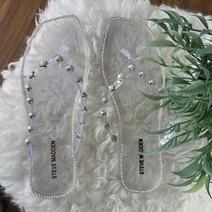 Steve Madden Clear Jelly Sandals with Pearl Accents